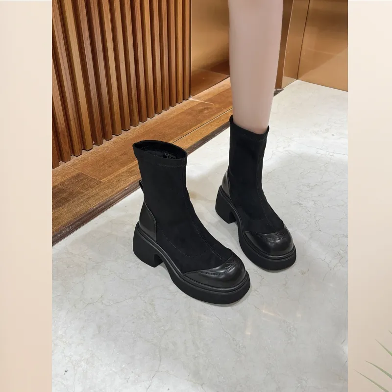 BAFFN Ankle Boots 6CM Women's Black-3