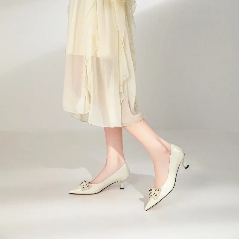 BAFFN Block Heel High Heels Women's Beige Apricot-5