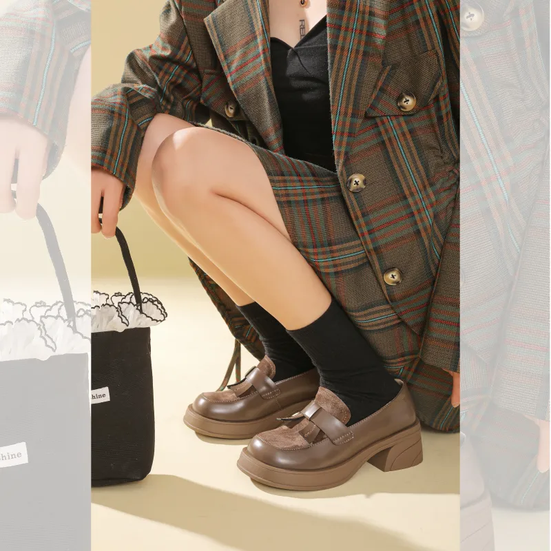 BAFFN Loafers 5cm Women's Coffee-2