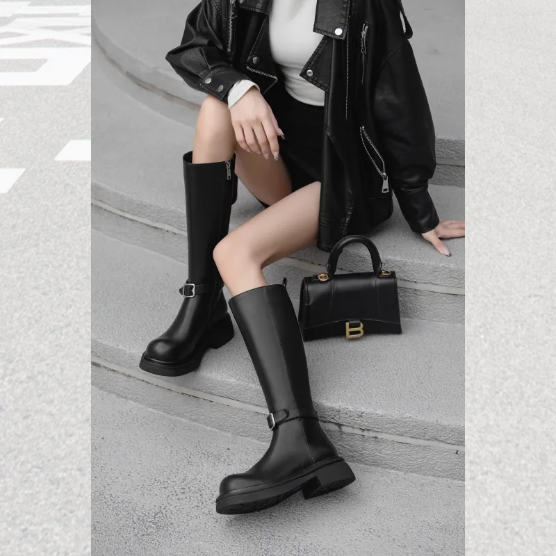 BAFFN Knee high Boots 5CM Women's Black-5