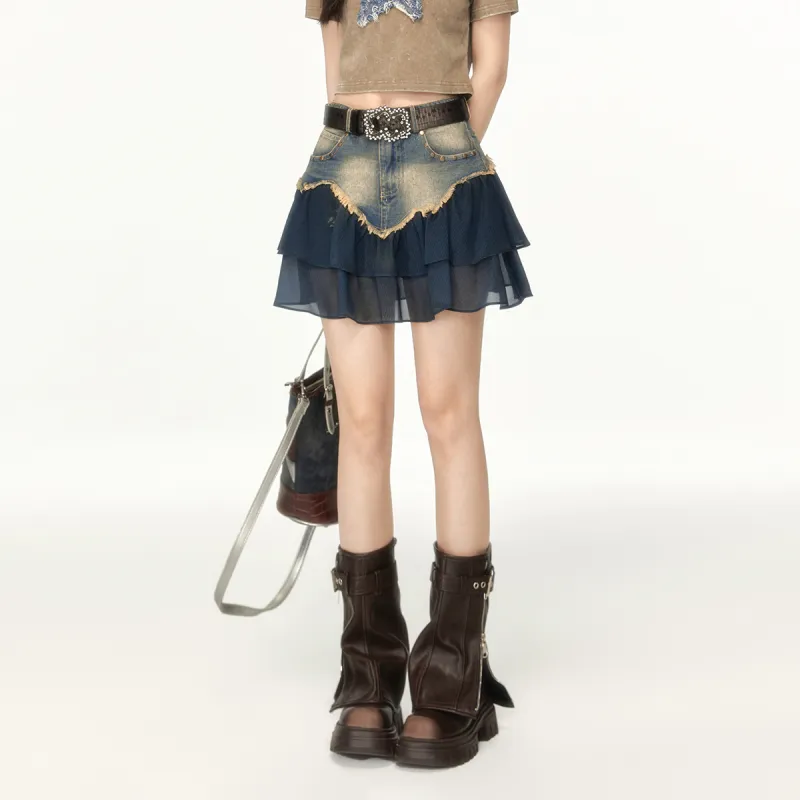 EPTISON WOMAN Denim Short Skirts Women's Denim Blue-4