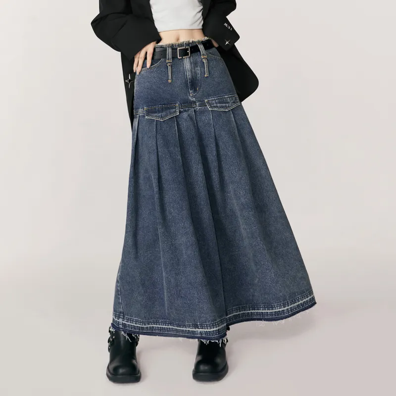 EPTISON WOMAN Denim Long Skirts Women's Denim Blue-2