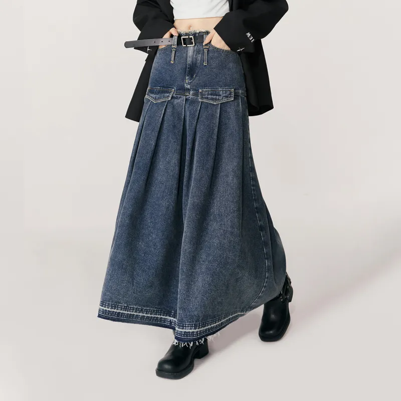EPTISON WOMAN Denim Long Skirts Women's Denim Blue-4
