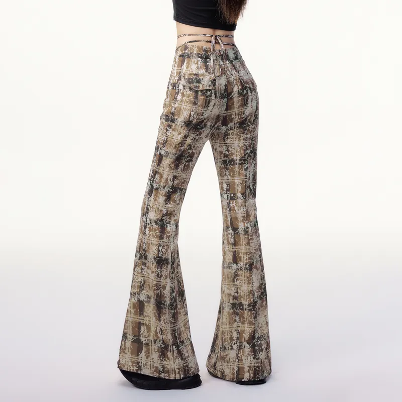 EPTISON WOMAN Casual Pants Women's Coffee Plaid-3