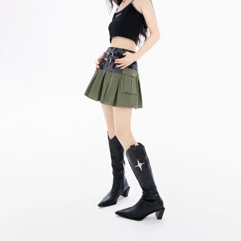 EPTISON WOMAN Casual Short Skirts Women's Army Green-4