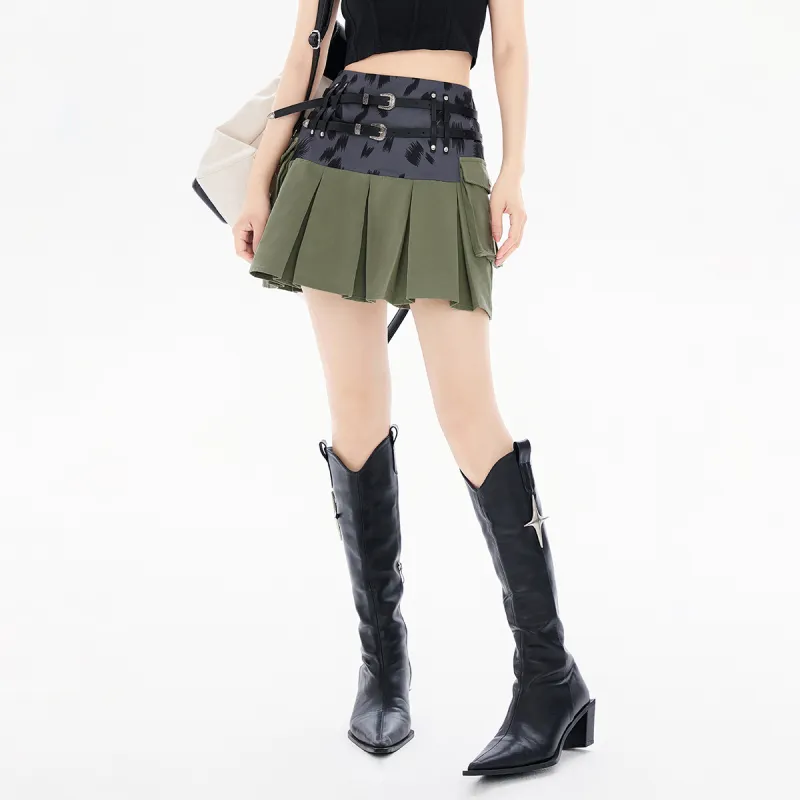 EPTISON WOMAN Casual Short Skirts Women's Army Green-3