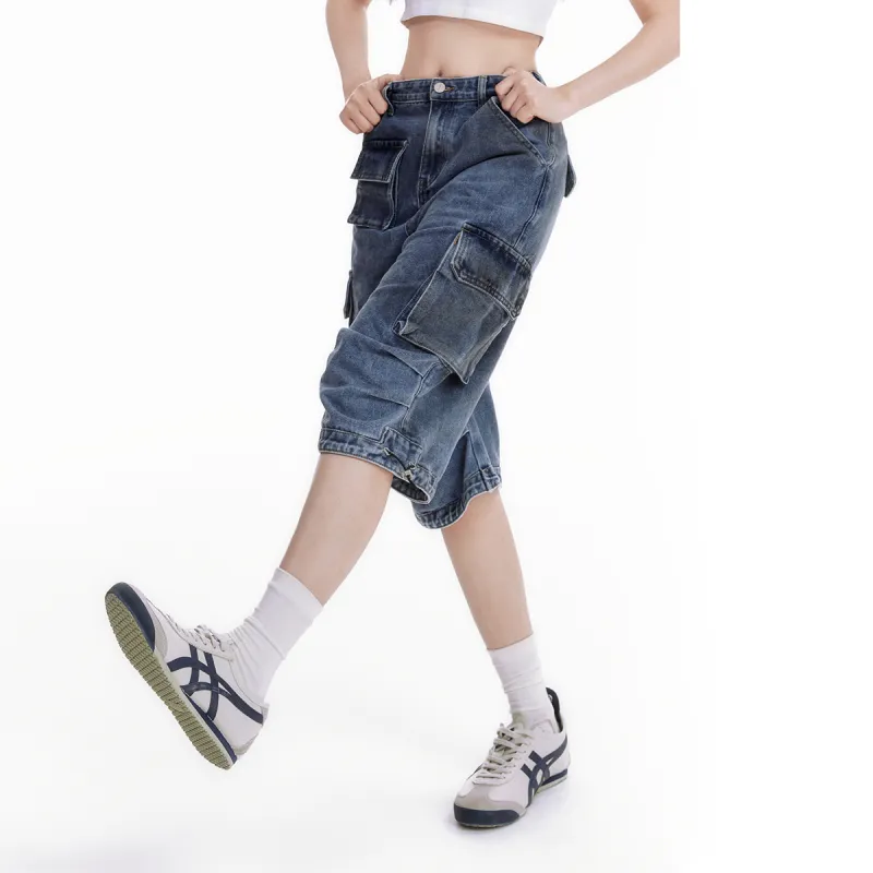 EPTISON WOMAN Denim Shorts Women's Denim Blue-4