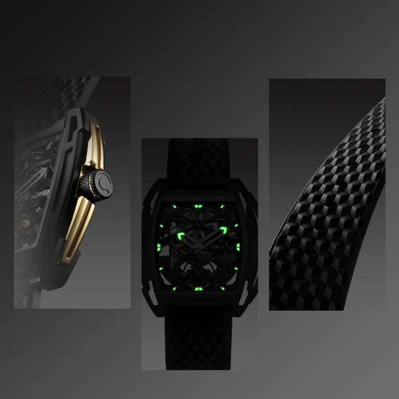 CIGA Design Z Series Edge Boundarybreaker Edition Mechanical Movement Silicone Strap Watch Men's Watches Silver Dial-4
