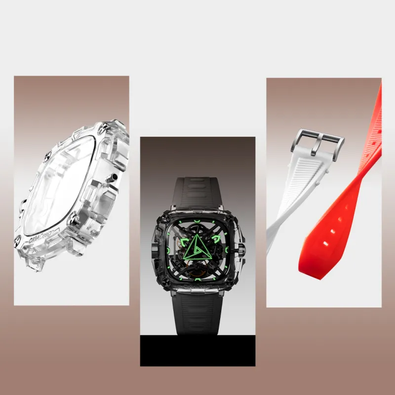 CIGA Design Koi Fish Color Strap Automatic Mechanical Movement Silicone Strap Watch Unisex Cut Out Dial-3