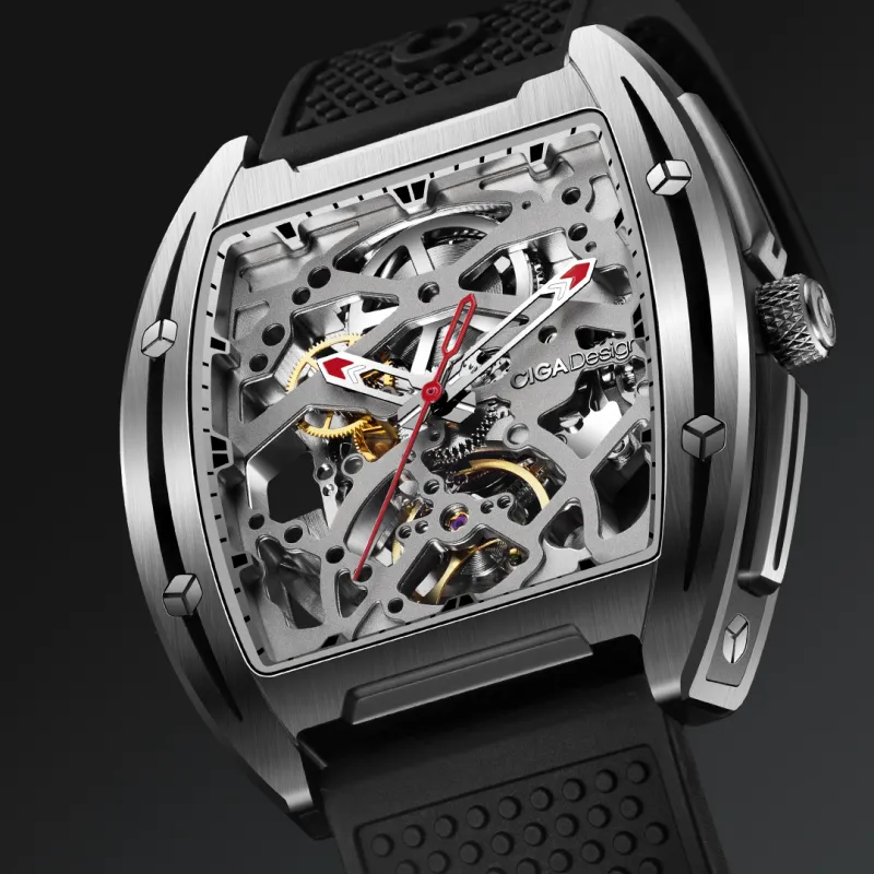 CIGA Design Z Collection Frontier Mechanical Movement Genuine Leather Strap Watch Men's Watches Silver Dial-3