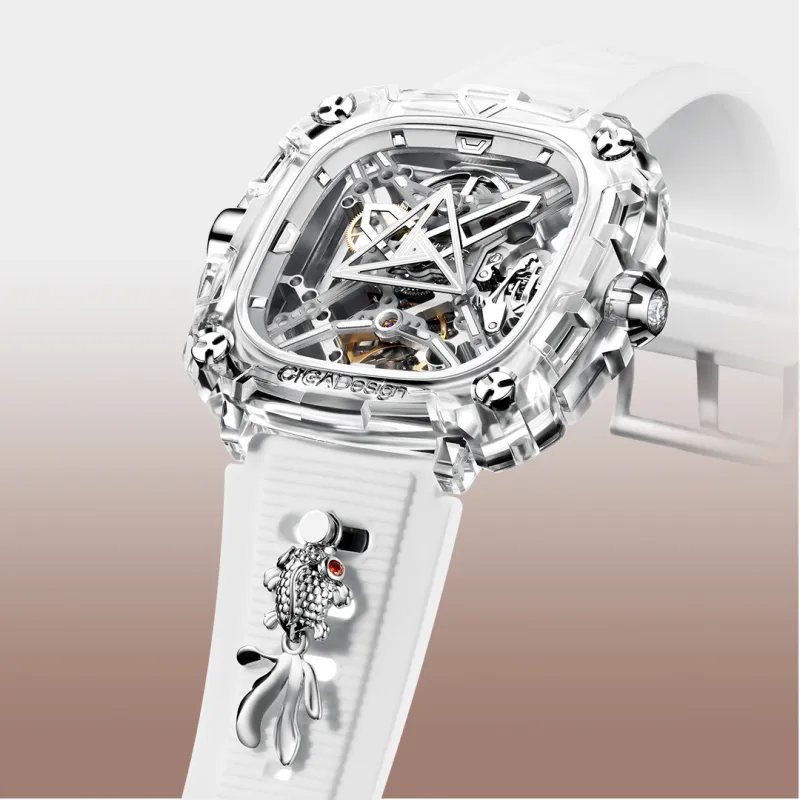 CIGA Design Koi Fish Color Strap Automatic Mechanical Movement Silicone Strap Watch Unisex Cut Out Dial-2