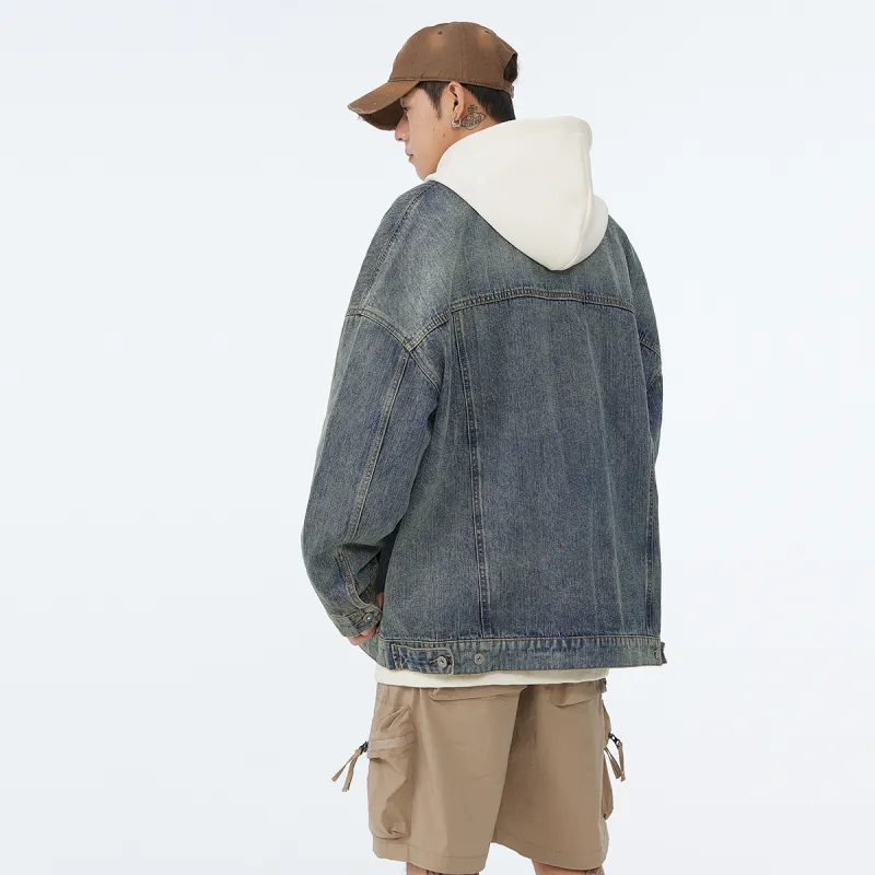 EPTISON Denim Jackets Unisex Washed Denim Blue-5