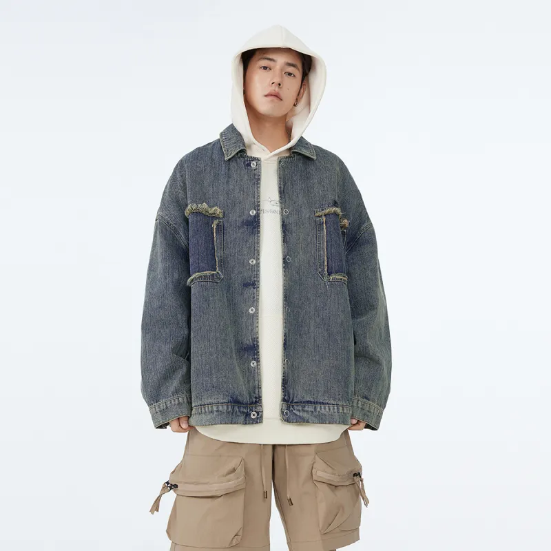 EPTISON Denim Jackets Unisex Washed Denim Blue-4