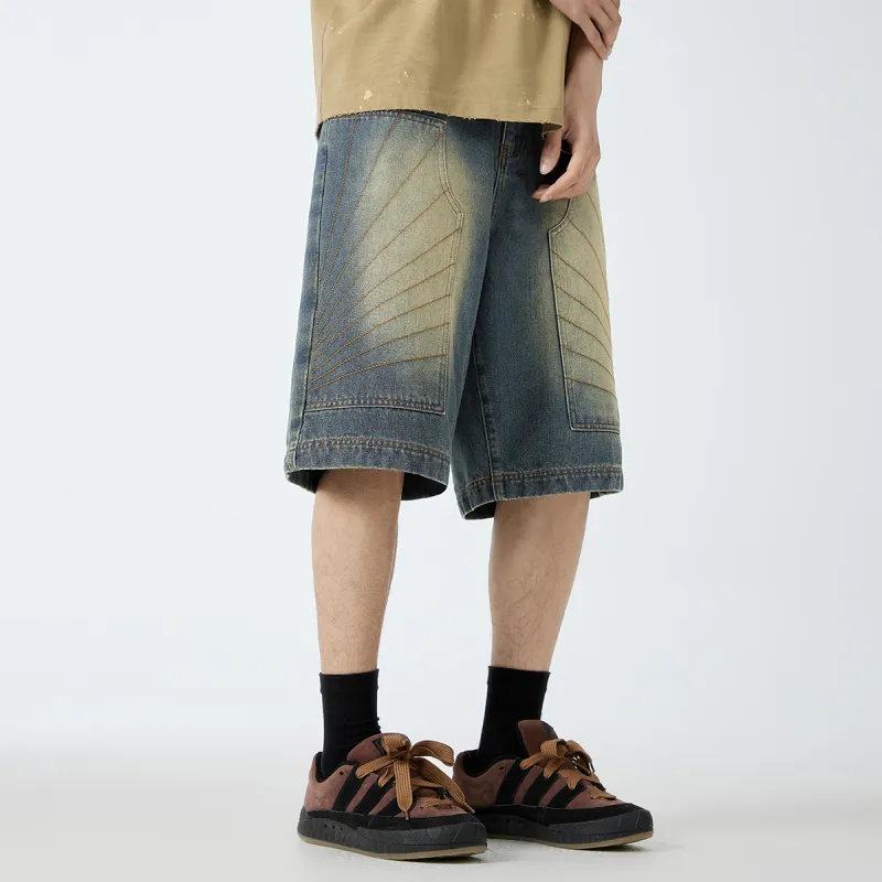 EPTISON Denim Shorts Unisex Vintage Washed Blue-2
