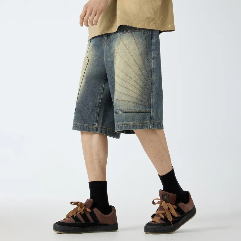 EPTISON Denim Shorts Unisex Vintage Washed Blue-4