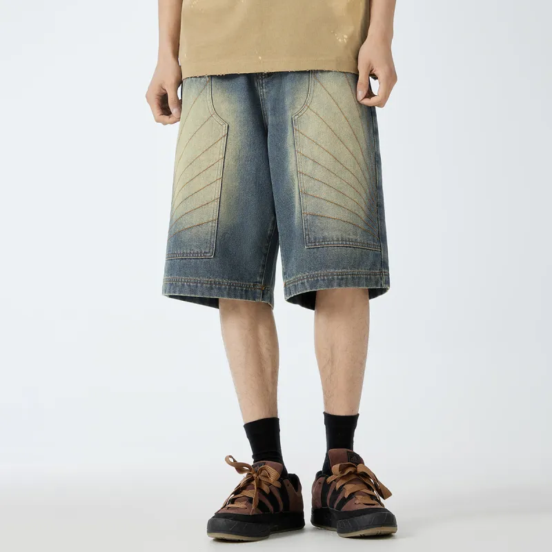EPTISON Denim Shorts Unisex Vintage Washed Blue-5