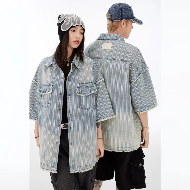 EPTISON Shirts Unisex Washed Denim Blue-2