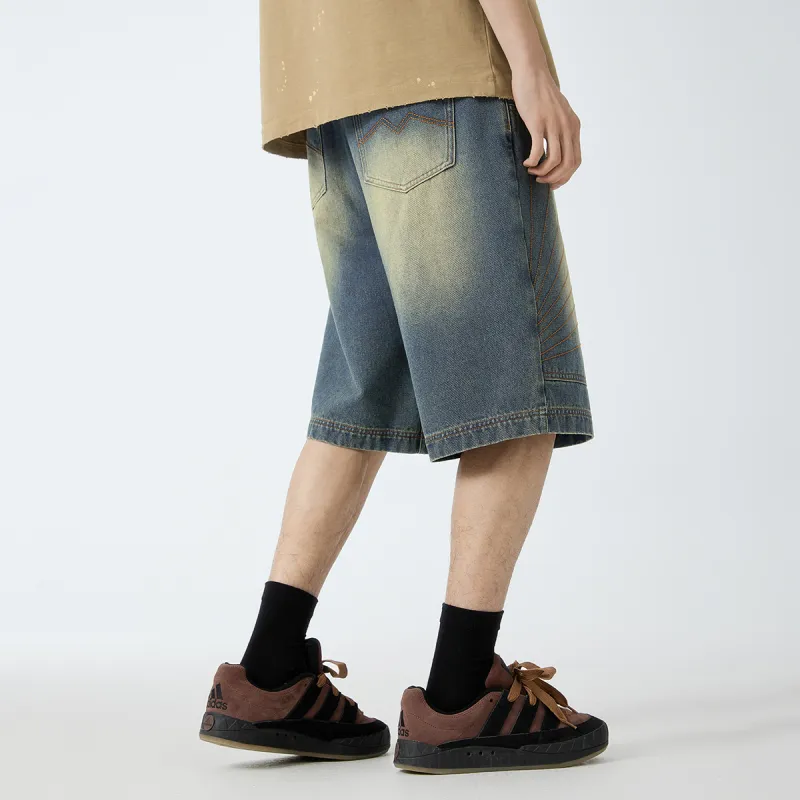 EPTISON Denim Shorts Unisex Vintage Washed Blue-3