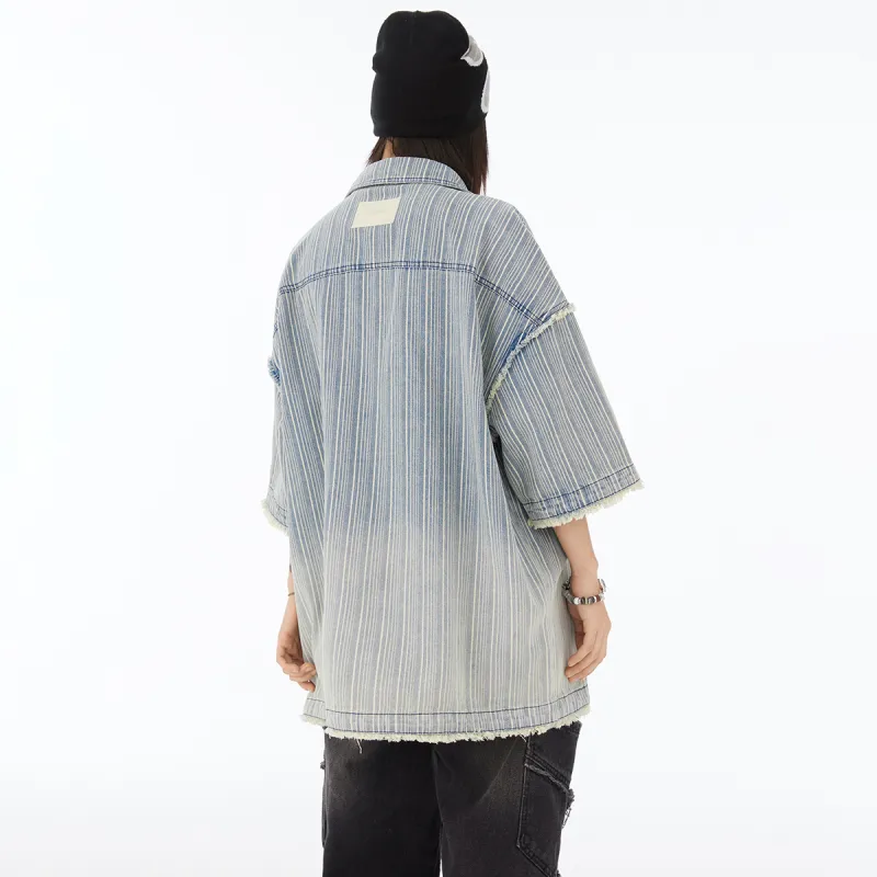 EPTISON Shirts Unisex Washed Denim Blue-4