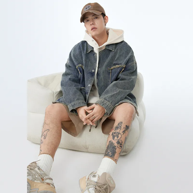 EPTISON Denim Jackets Unisex Washed Denim Blue-3
