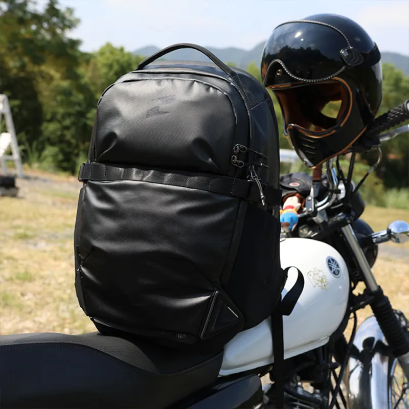 TAJEZZO Fabric Backpack Helmet Bag Regular Unisex Black-4