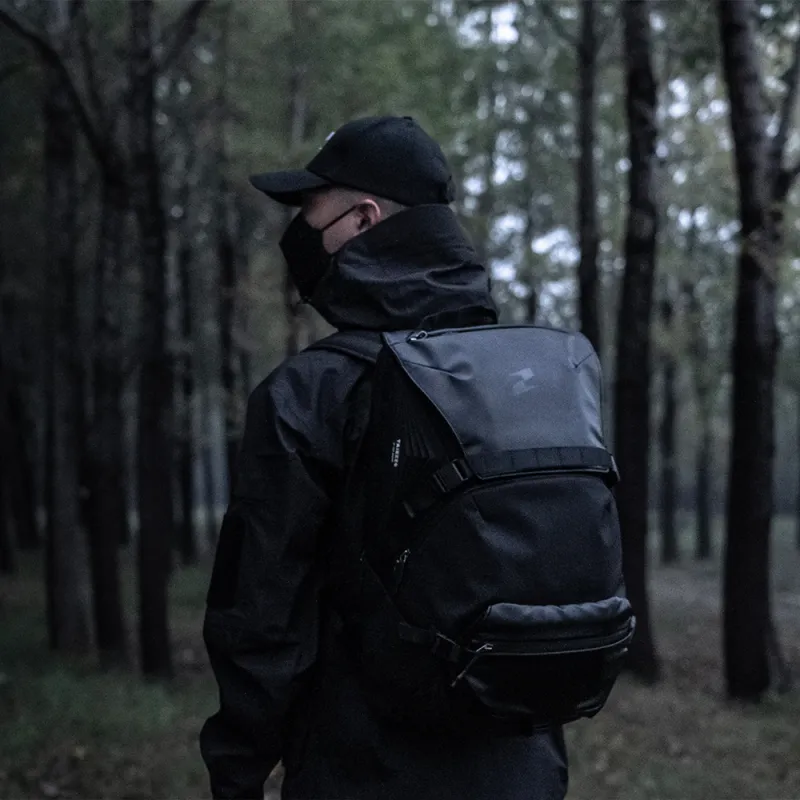 TAJEZZO Fabric Backpack Regular Unisex Black-4