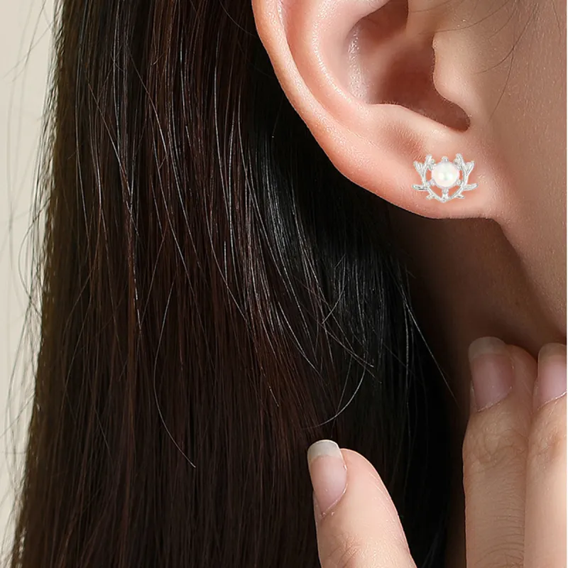 SFER 999 Fine Silver Needle Stud Earrings Women's-3
