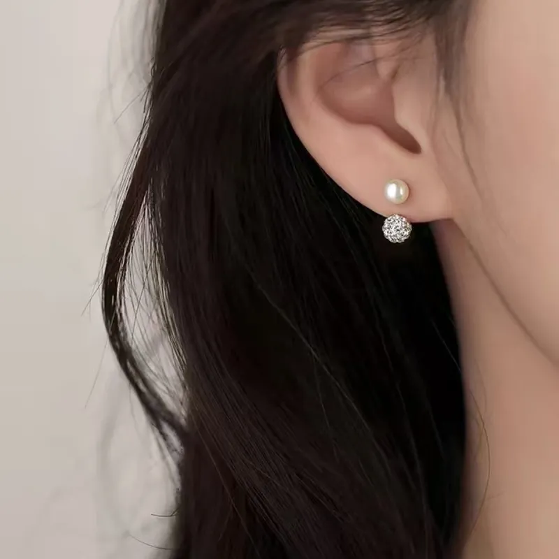 SFER 925 Sterling Silver Needle, Freshwater Pearl Stud Earrings Women's-5