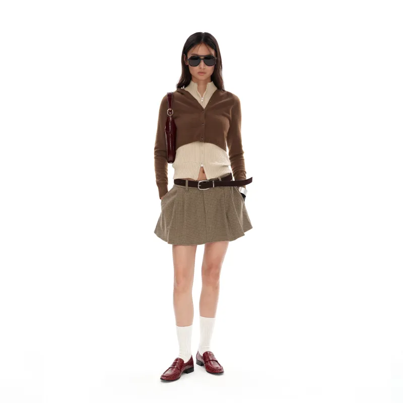 NUTH Casual Short Skirts Women's Coffee Brown-5