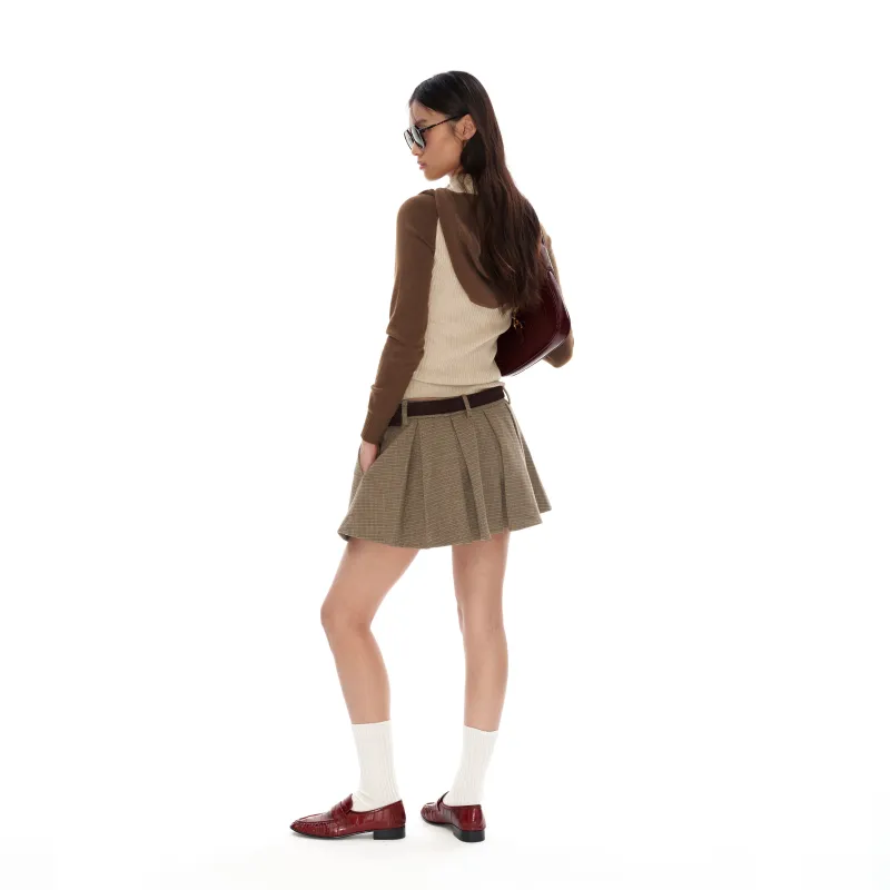 NUTH Casual Short Skirts Women's Coffee Brown-6