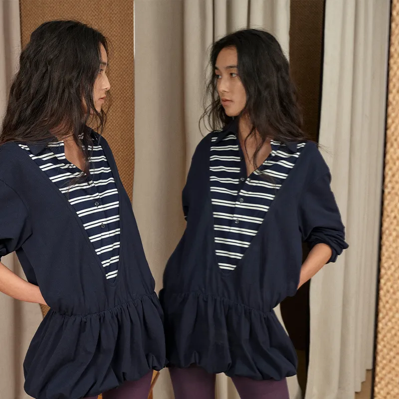 NUTH Long Sleeved Dress Women's Navy Blue-5