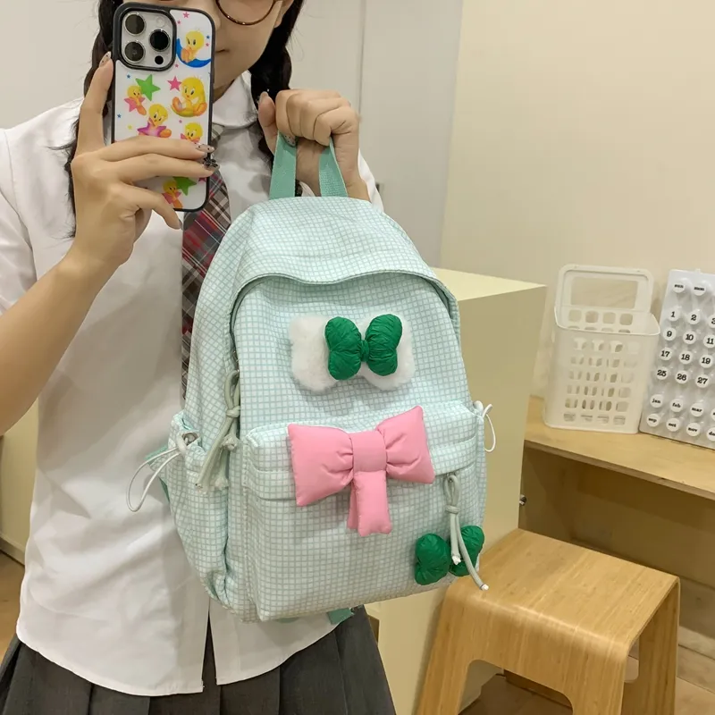 Elsvet Nylon Backpack Women's Blue/Purple/Green/Pink/Black-7