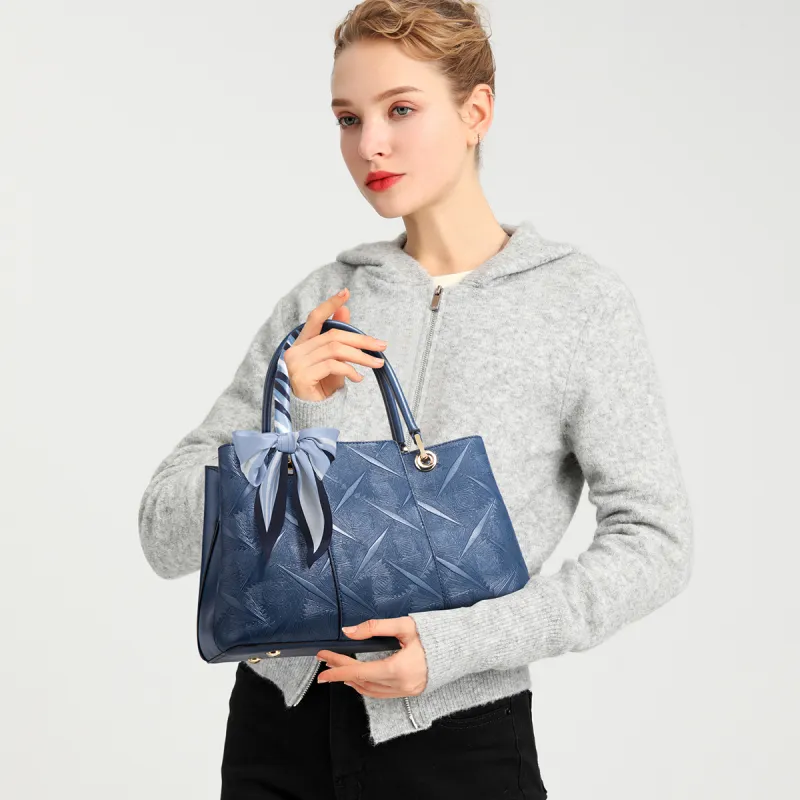 Elsvet Artificial Leather Handbag Women's Dark Blue/Red/Black-5