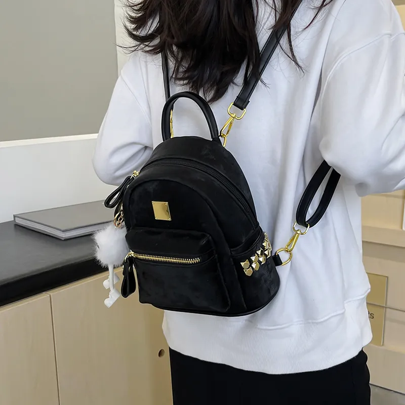 Elsvet PU Crossbody One Shoulder Backpack Women's White/Silver/Black/Pink-11