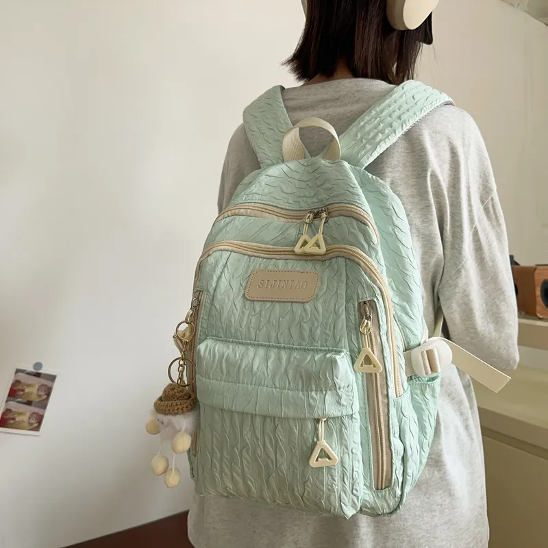 Elsvet Nylon Backpack Regular Women's White/Black/Yellow/Green/Blue-12