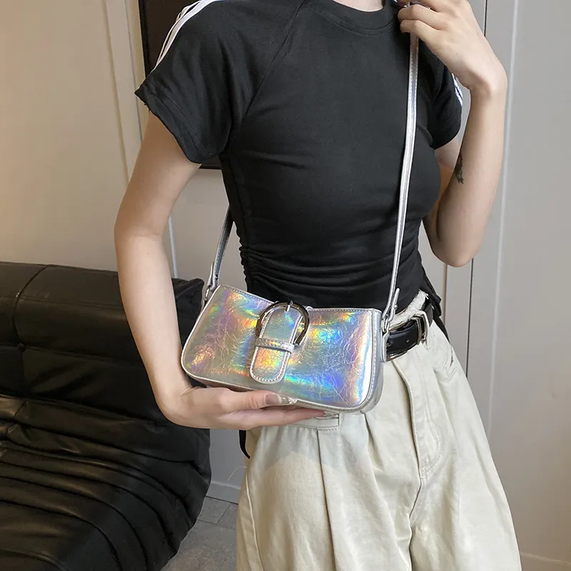 Elsvet PU Crossbody Bag, Shoulder Bag Women's Holographic Silver/Silver/Black/Gold-4