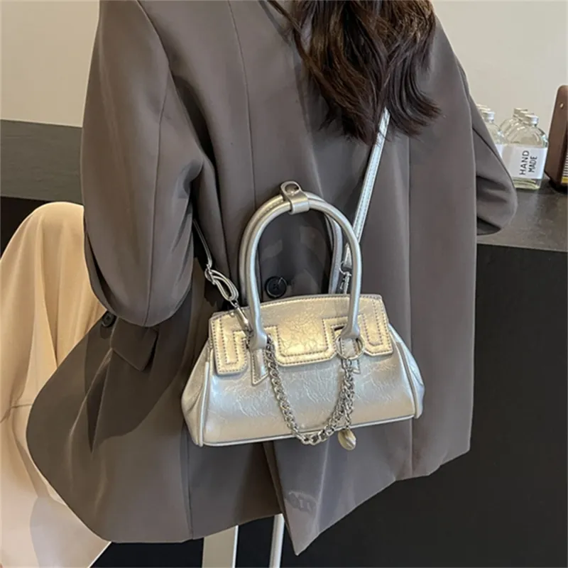 Elsvet PU Crossbody One Shoulder Handbag Regular Women's White/Silver/Black/Pink-8