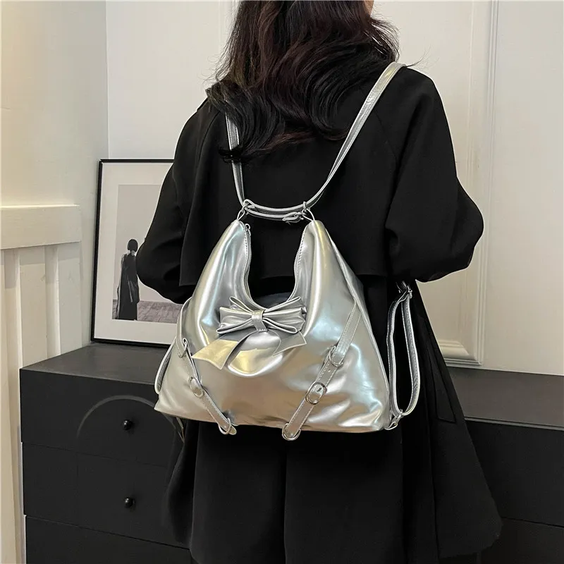 Elsvet PU Backpack Regular Women's Black/White/Silver/Pink-11