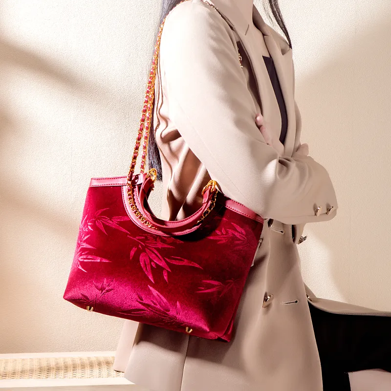 Elsvet PU Handbag Regular Women's Red/White/Apricot-2