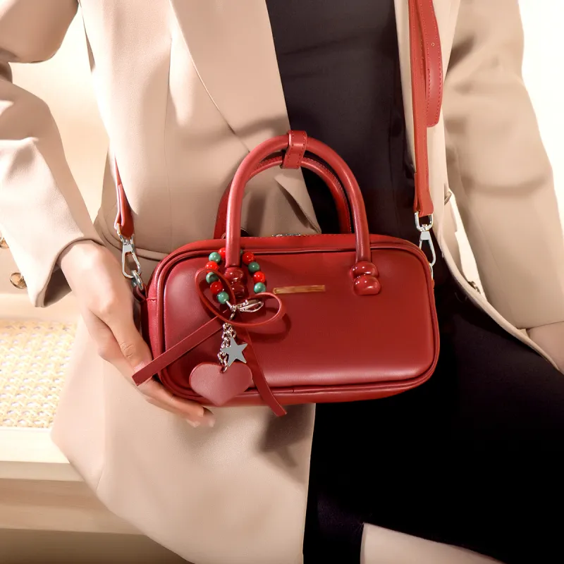 Elsvet Artificial Leather Handbag Regular Women's Red-3