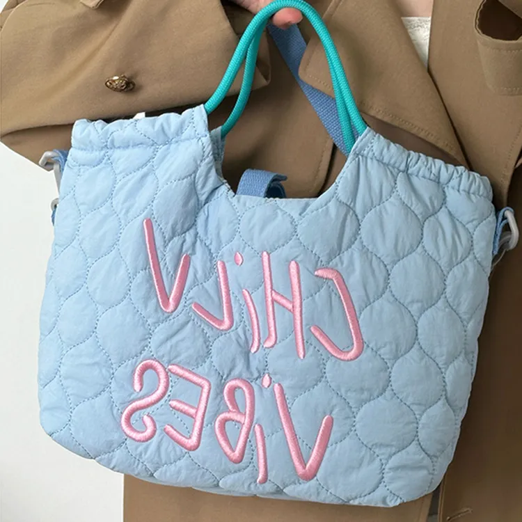 Elsvet Nylon Tote Bag, Shopping Bag, Crossbody Bag, One Shoulder Handbag Women's Blue-2