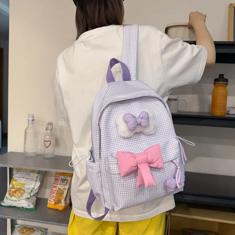 Elsvet Nylon Backpack Women's Blue/Purple/Green/Pink/Black-4