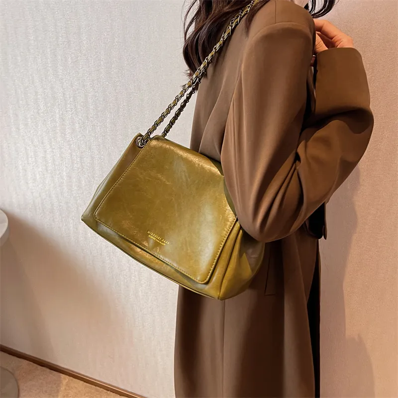 Elsvet PU Shoulder Bag Women's Light Brown/Black/Green-11