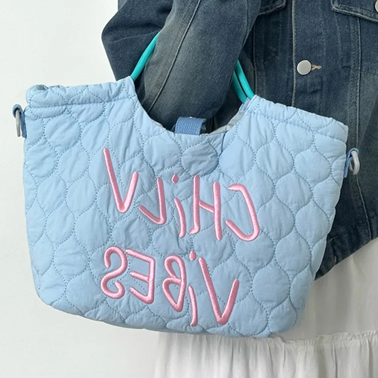Elsvet Nylon Tote Bag, Shopping Bag, Crossbody Bag, One Shoulder Handbag Women's Blue-5