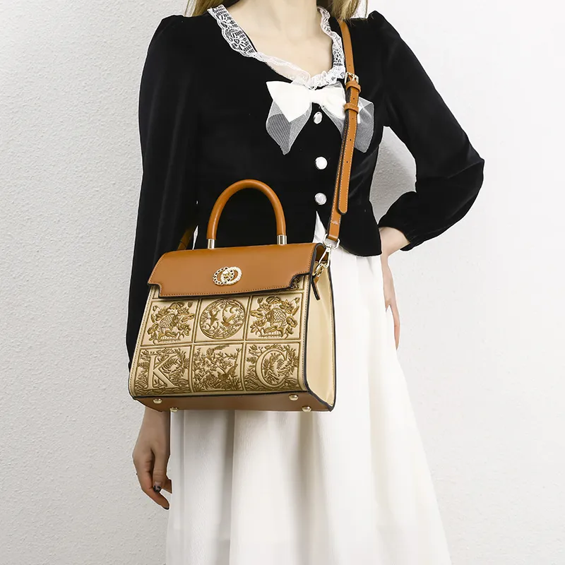 Elsvet Artificial Leather Handbag Regular Women's Brown-4