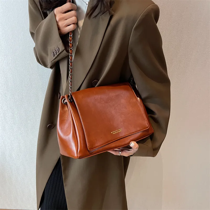 Elsvet PU Shoulder Bag Women's Light Brown/Black/Green-16