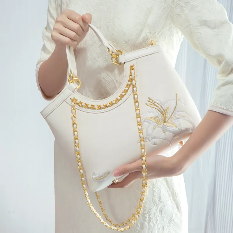Elsvet PU Handbag Regular Women's Red/White/Apricot-4