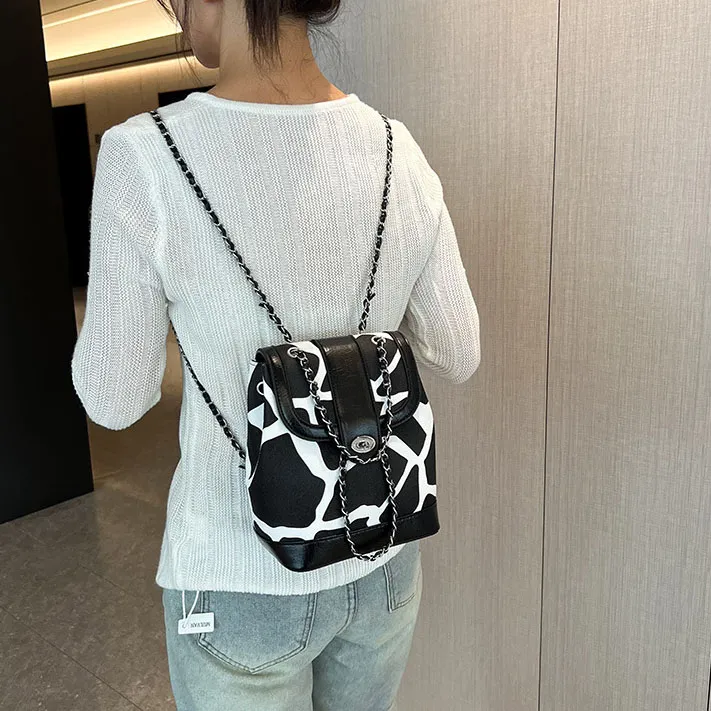 Elsvet PU Carry Backpack Women's Silver/Black/Brown-7