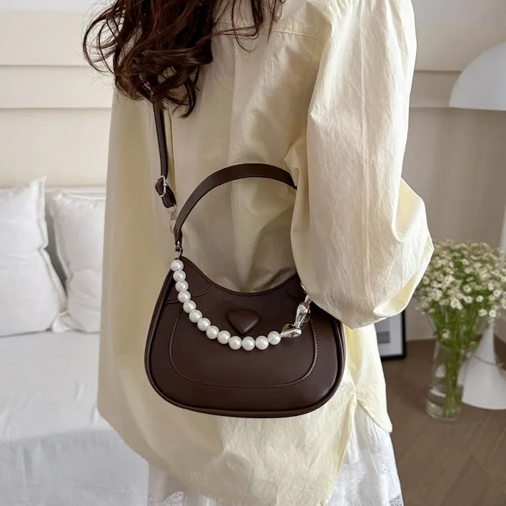 Elsvet PU Portable Crossbody Bag, Shoulder Bag Women's White/Silver/Black/Khaki/Pink/Brown-23