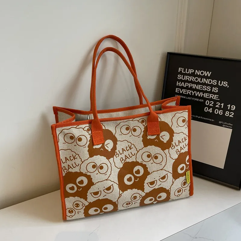 Elsvet Fabric Tote Handbag, Shoulder Bag Women's Black/Orange Red/Coffee-6